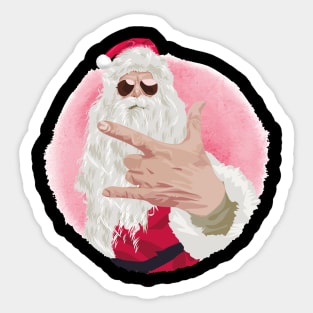 Rock and Roll Santa Sticker